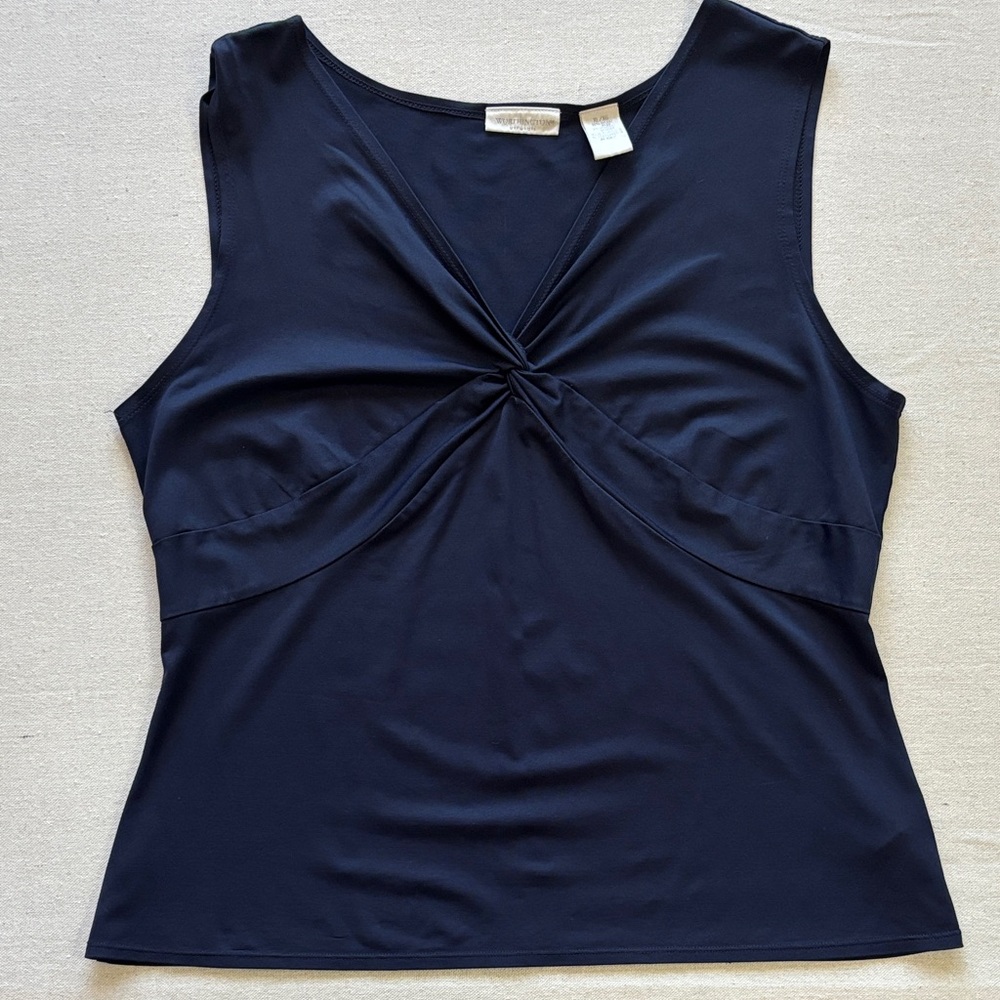 Worthington Dark Blue Twist-Detail Tank Top